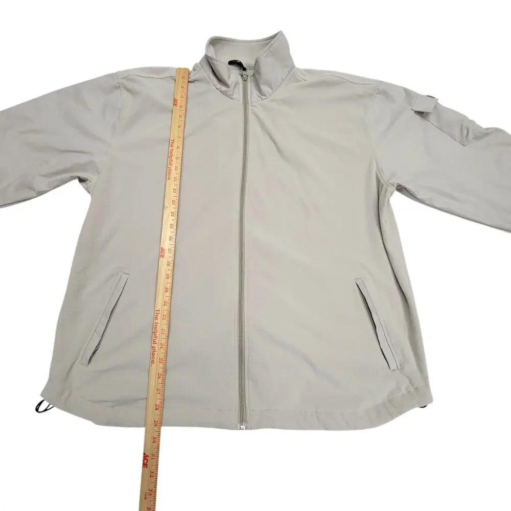 Callaway Golf Jacket Mens XL Beige Micro Combo Fleece Full Zip Windbreaker